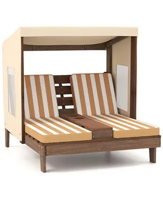 Children s Patio Chaise Lounge with Adjustable Canopy and Cup Holders for Outdoor Original