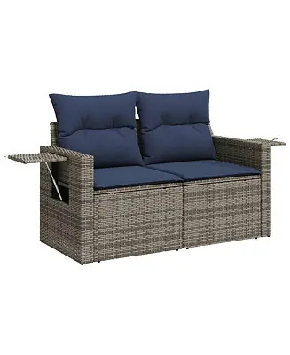 Bulk Order Patio Sofa with Cushions 2-Seater Gray Poly Rattan