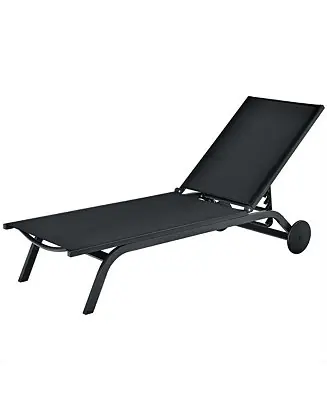 Exclusive Outdoor Lounge Chair Chaise Reclining Aluminum Fabric Adjustable