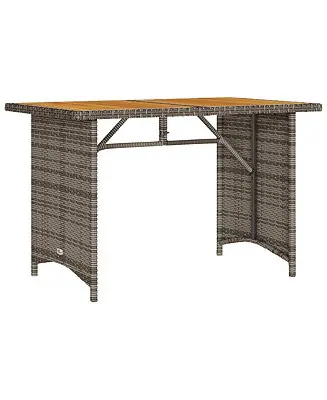 Garden Table Grey PE rattan, powder-coated steel, solid acacia wood Best Price