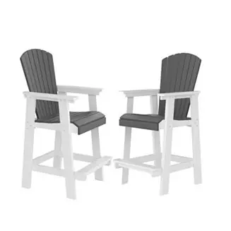 Money Back Guarantee Streamdale HDPE Bar Chair, White + Gray, Set Of 2