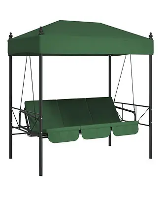 Cheap Garden Swing Bench Green Powder-Coated Steel Large