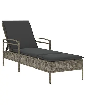 Sun Lounger Grey Poly Rattan, Powder-Coated Steel And over Next Day Delivery