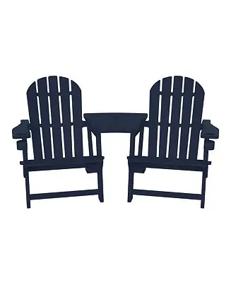 Reduced Price Outdoor HDPE Adirondack Chairs With Connecting Table Tray (Set of 2)