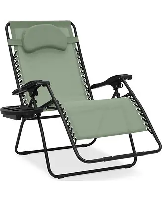 Oversized Zero Gravity Chair, Folding Outdoor Patio Recliner w/ Cup Holder Free Shipping