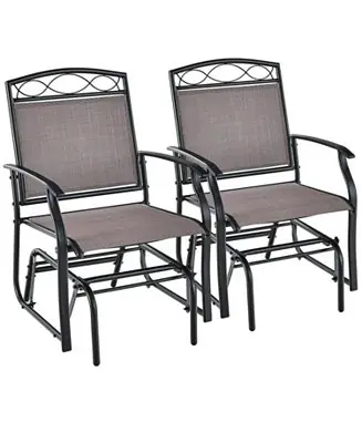 Editor’s Pick Set of 2 Outdoor Metal Glider Armchairs with Weather-resistant Fabric