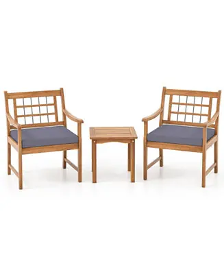 Best Seller 3 Piece Wood Patio Furniture Set with Seat Cushions and Acacia Wood Frame
