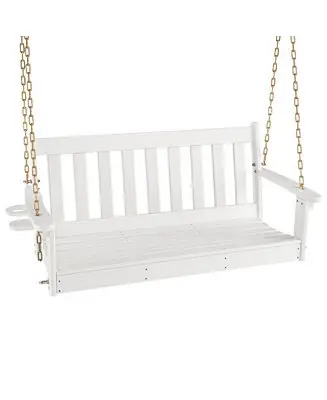 Top Pick 54 Inch HDPE Patio Porch Swing with Cup Holder
