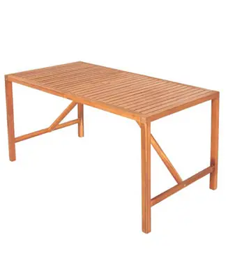 67 Inch Patio Rectangle Acacia Wood Dining Table with Umbrella Hole Warranty Included
