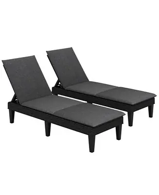 2PCS Patio Lounge Chair Recliner Chair w/ 3-Position Adjustable Backrest & Cushion Trusted Brand