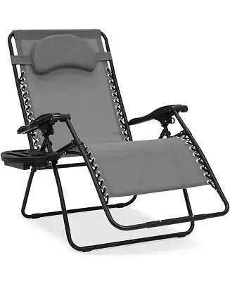 One Day Deal Oversized Zero Gravity Chair, Folding Outdoor Patio Recliner w/ Cup Holder