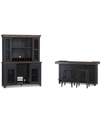 CLOSEOUT! Peighton 5-Piece Bar Set (Back bar and hutch, bar and two stools) Big Sale