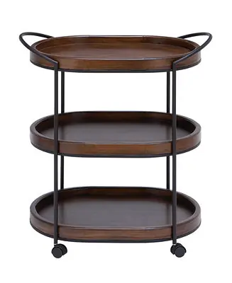 Budget Pine and Metal Traditional Bar Cart