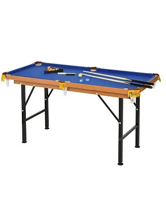 55" Foldable Portable Billiards Pool Table for Kids and Adults, Blue MDF Game Table with Cues, Balls, Rack and Chalk for Family Game Room Today Only