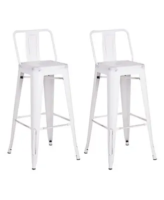 In Demand Industrial Metal Barstools with Bucket Back and 4 Legs, Set of 2