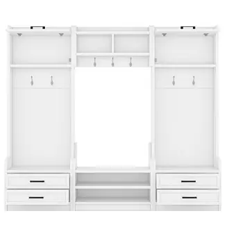 4-in-1 Detachable Hall Tree with Storage and 7 Hooks, Multiple Functions Hallway Coat Rack with Storage Drawers and Cabinet, Shoe Bench Crafted