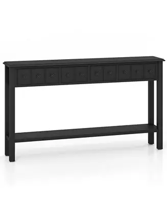 Long Sofa Table with 4 Storage Drawers and Open Lower Shelf for Living Room Special Offer