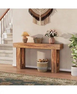 63"ches Long Console Table for Entryway, Narrow Sofa Table for Hallway, Behind Couch Wooden Entry Table, Accent Table Cheap