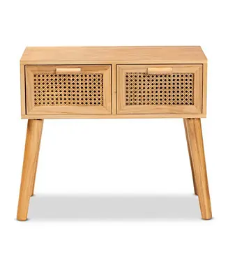 24.4" Finished Wood Falan Mid-Century Modern 2-Drawer Console Table Buy Today