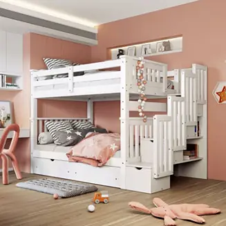 Money Back Guarantee Streamdale Full Over Full Bunk Bed With Shelves And 6 Storage Drawers
