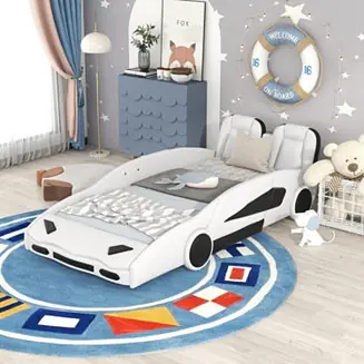 Streamdale Twin Size Race Car-Shaped Platform Bed With Wheels Get Yours