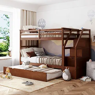 Streamdale Twin-Over-Twin Bunk Bed With Twin Size Trundle And 3 Storage Stairs Fresh Stock