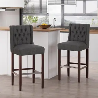Top Rated Set of 2 Bar Stools 30.5" Seat Height Backrest Wood Frame Ideal for Kitchen Island or Home Bar