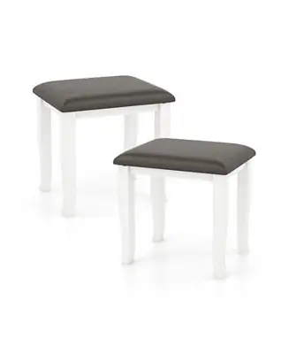 Direct From Factory Faux Leather Vanity Stool Chair Set of 2 for Makeup Room and Living Room