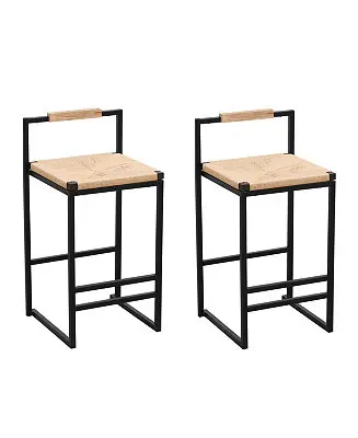 Crafted 2 Paper Rope Bar Stools with Back