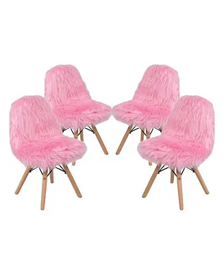 Handmade 4 Pack Kids Shaggy Dog Accent Chair - Desk Chair - Playroom Chair