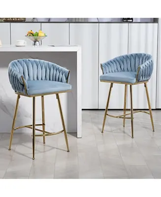Best Choice Streamdale Blue Hand-wave Back 26" Bar Stools, Set of 2