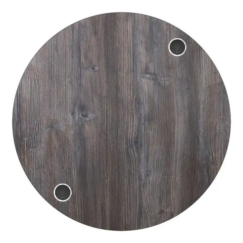 Money Back Guarantee BFM Seating Midtown 45" Round Indoor Tabletop with 2 Wireless Chargers - Driftwood