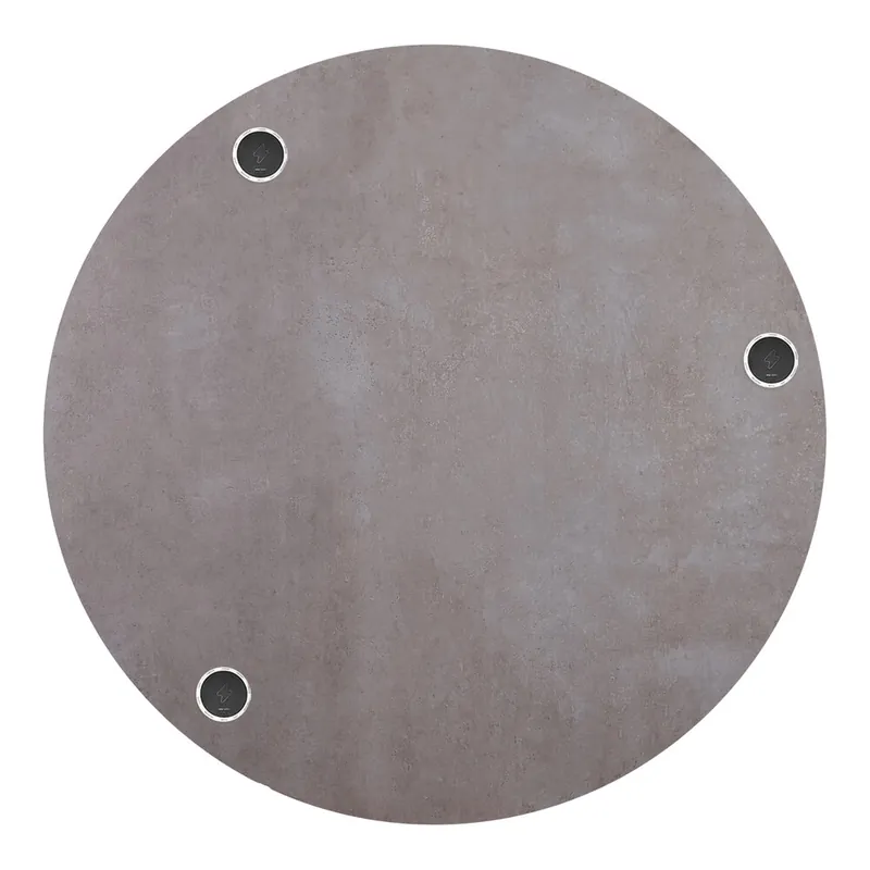 Certified BFM Seating Midtown 45" Round Indoor Tabletop with 3 Wireless Chargers - Textured Faux Concrete