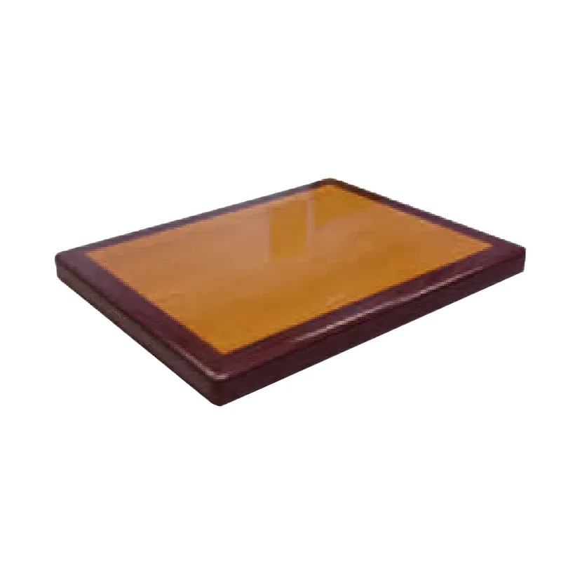 American Tables & Seating ATR3048 Resin Super Gloss 30" x 48" Rectangle Two Tone Table Top - Cherry and Mahogany Holiday Sale