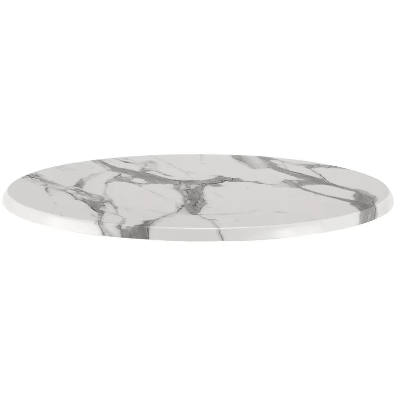 Direct From Factory Holland Bar Stool OD36RWM EnduroTop 36" Round White Faux Marble Laminate Outdoor / Indoor Table Top