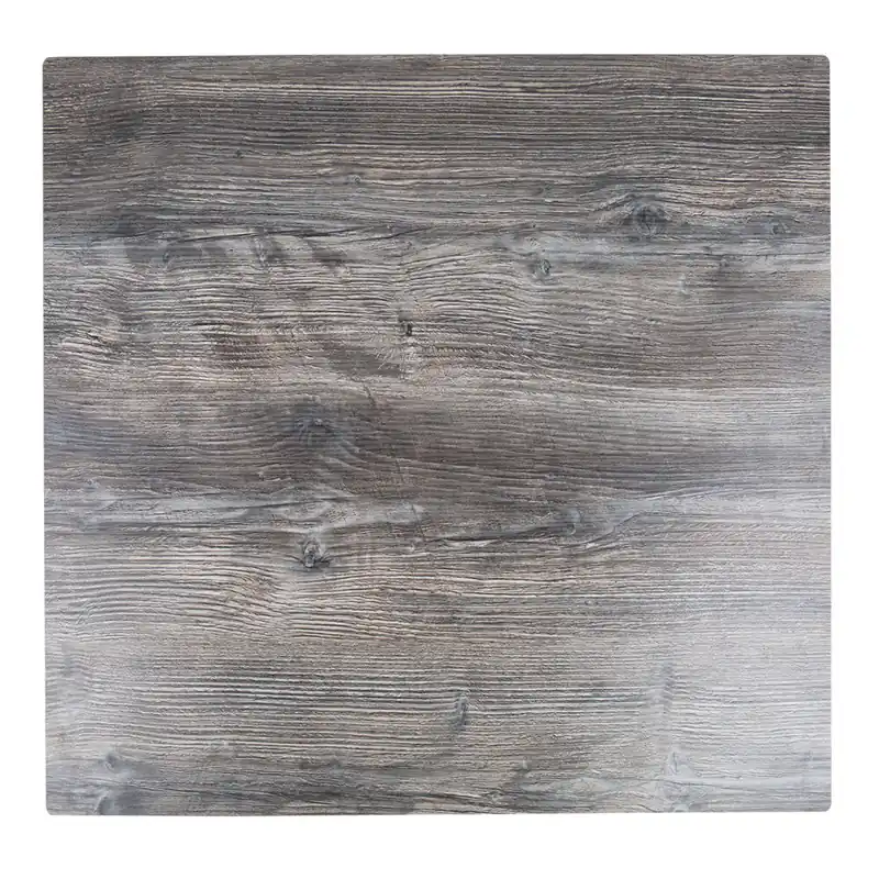 BFM Seating Tribeca 32" x 32" Square Driftwood Composite Laminate Outdoor Table Top with Flat Edge for BFM Table Bases Edge Handmade