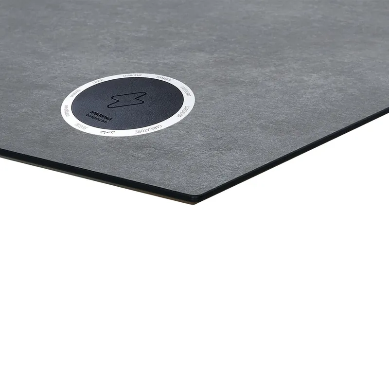 Next Day Delivery BFM Seating Tribeca 32" x 48" Rectangular Frosted Slate Composite Laminate Outdoor Table Top with 2 Wireless Chargers for BFM Table Bases