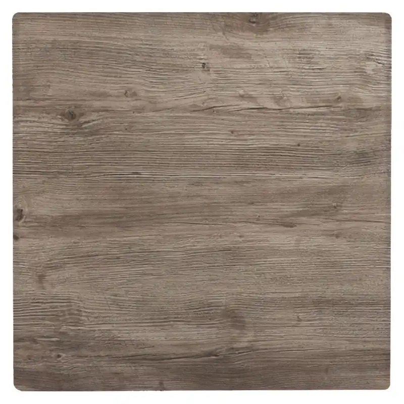 Genuine Grosfillex UT230742 32" Square Aged Oak Outdoor Molded Melamine Table Top