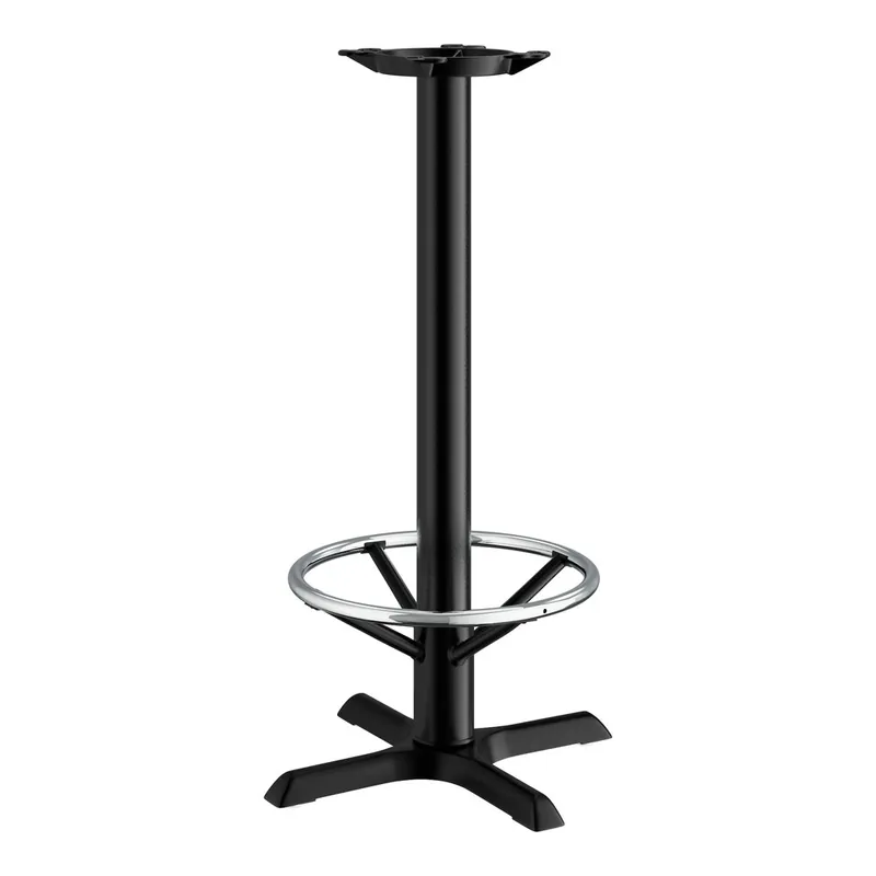 Money Back Guarantee Lancaster Table & Seating Cast Iron 22" x 22" Black 3" Bar Height Column Table Base with 17 1/4" Foot Ring