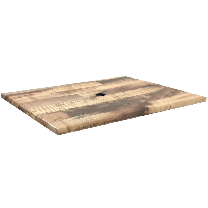 Buy Online Holland Bar Stool OD3048RUSTICU EnduroTop 30" x 48" Rustic Laminate Outdoor / Indoor Table Top with Umbrella Hole