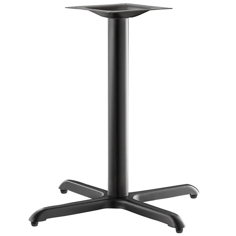 Lancaster Table & Seating Excalibur 30" x 30" Cross Black Outdoor Table Base with 3" Standard Height Column and FLAT Tech Equalizer Table Levelers Seasonal Sale