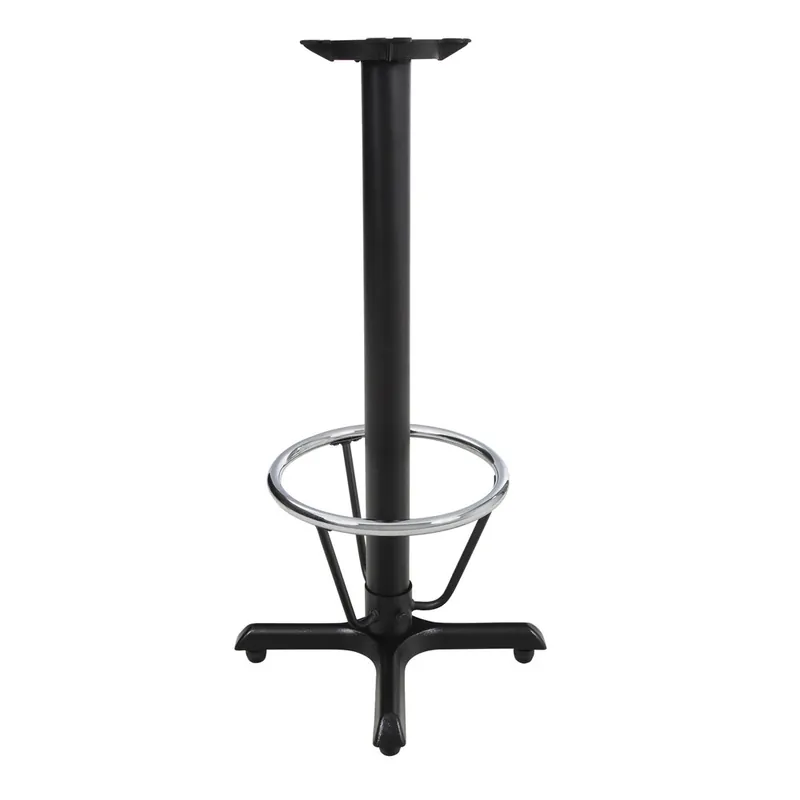 Lancaster Table & Seating Cast Iron 22" x 22" Black 3" Bar Height Column Table Base with 16" Foot Ring and FLAT Tech Equalizer Table Levelers Direct From Manufacturer