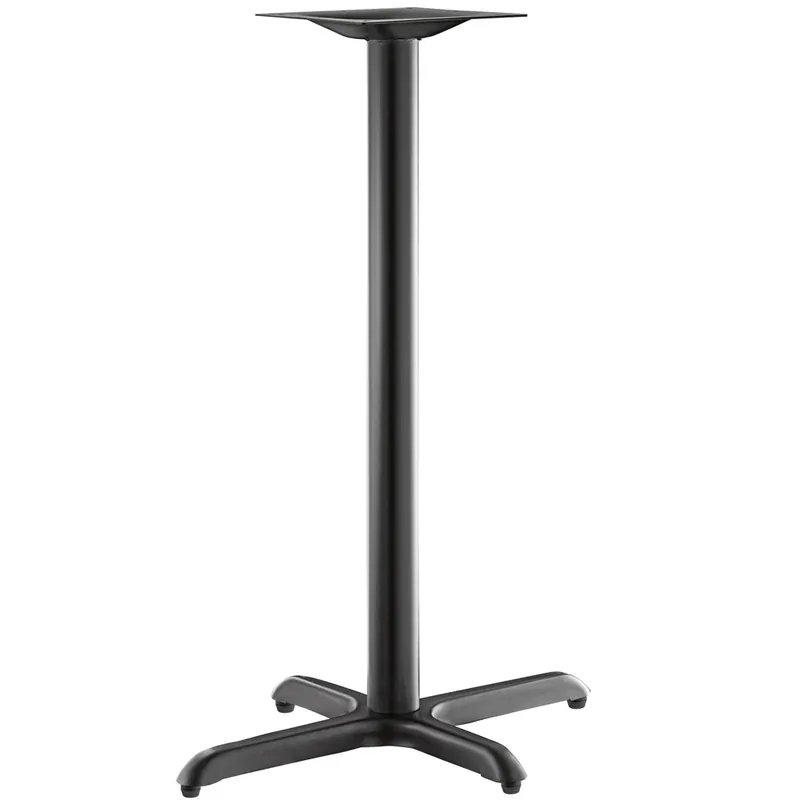 Cheap Lancaster Table & Seating Excalibur 22" x 30" Cross Black Outdoor Table Base with 3" Bar Height Column and FLAT Tech Equalizer Table Levelers