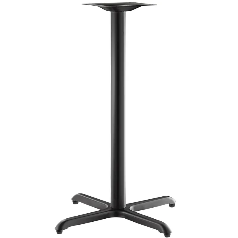 Best Seller Lancaster Table & Seating Excalibur 30" x 30" Cross Black Outdoor Table Base with 3" Bar Height Column and FLAT Tech Equalizer Table Levelers