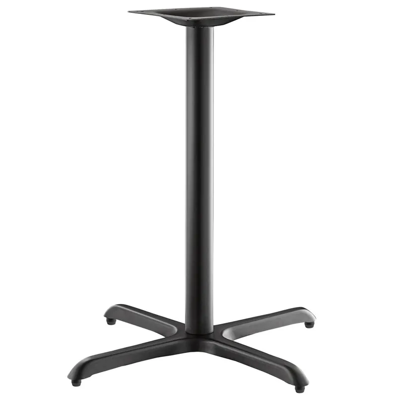 Place Order Lancaster Table & Seating Excalibur 33" x 33" Cross Black Outdoor Table Base with 3" Counter Height Column and FLAT Tech Equalizer Table Levelers