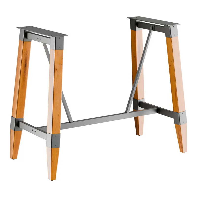 Clearance Lancaster Table & Seating Industrial Honey Maple Finish Bar Height Trestle Table Base for 30" x 60" Table Tops