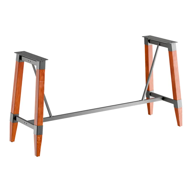 Lancaster Table & Seating Industrial Rustic Mahogany Finish Bar Height Trestle Table Base for 30" x 96" Table Tops Buy Today