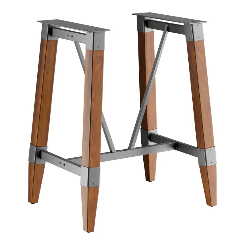 Lancaster Table & Seating Industrial Rustic Walnut Finish Bar Height Trestle Table Base for 30" x 48" Table Tops Popular