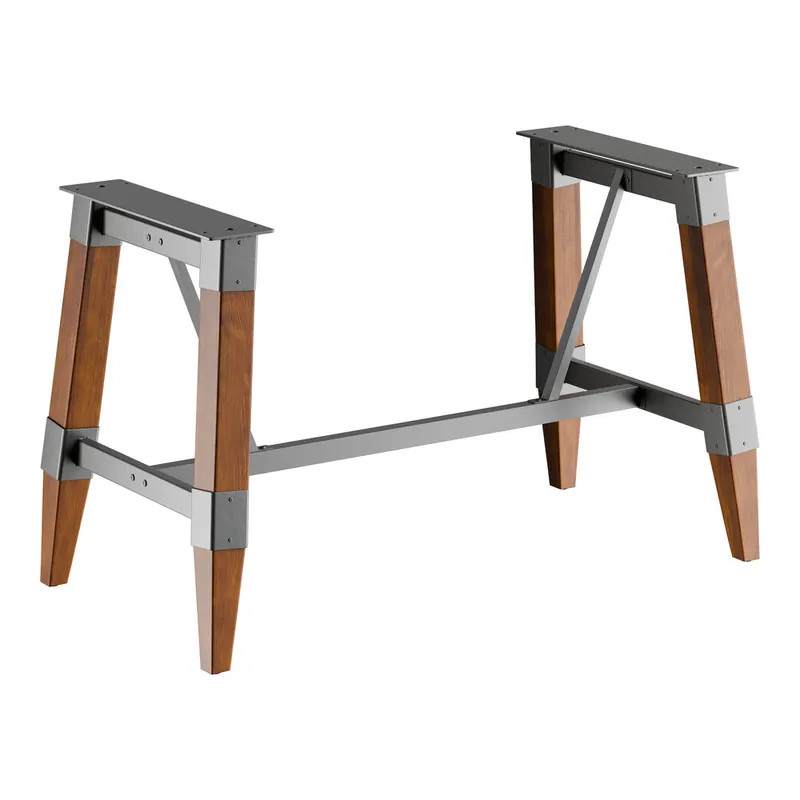 Free Delivery Lancaster Table & Seating Industrial Rustic Walnut Finish Standard Height Trestle Table Base for 30" x 60" Table Tops
