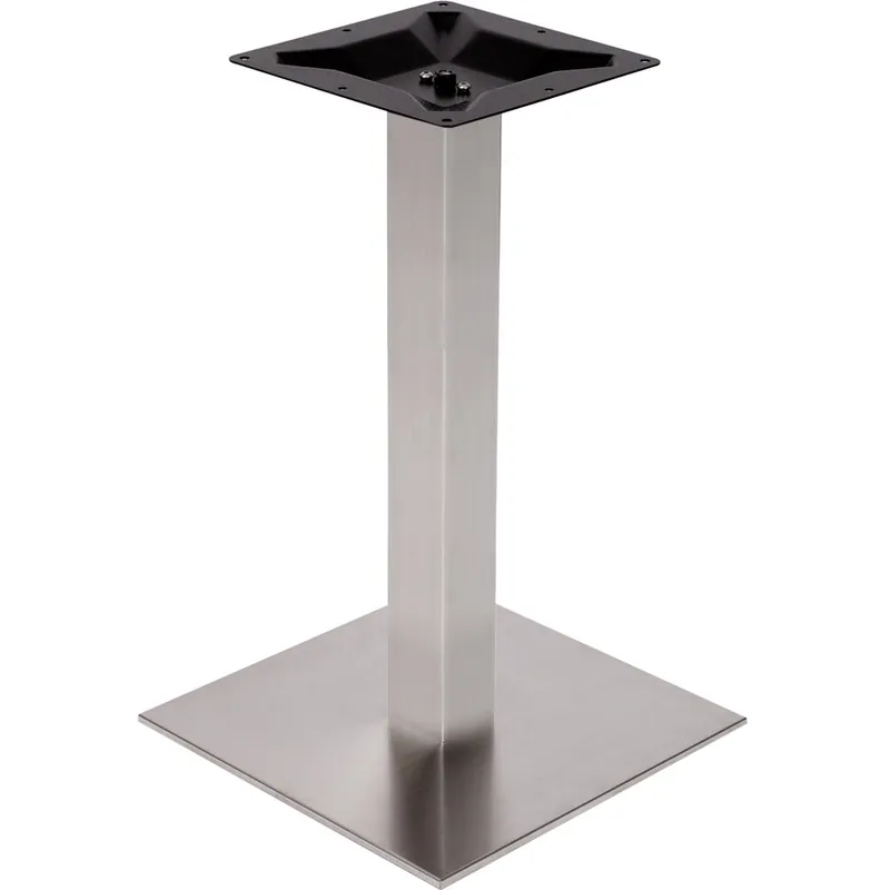 BFM Seating Elite Standard Height Outdoor / Indoor 24" Brushed Stainless Steel Square Table Base Handmade
